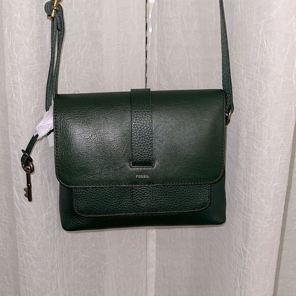 Fossil Kinley Pine Green Genuine Leather SmallโCrossbody - Picture 2 of 15